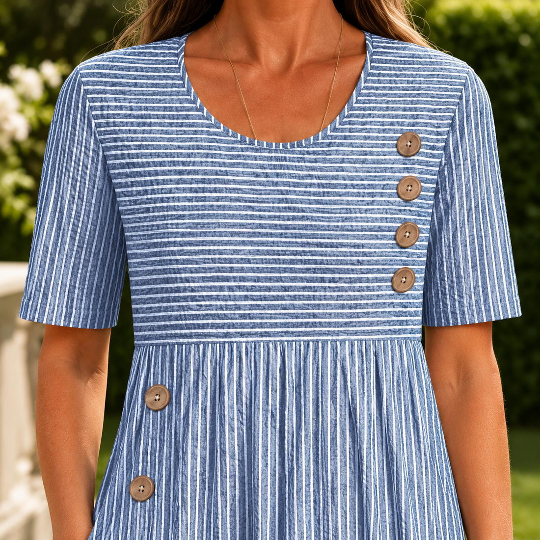 Fenna-Elise Striped Midi Dress - Lead Product Detail