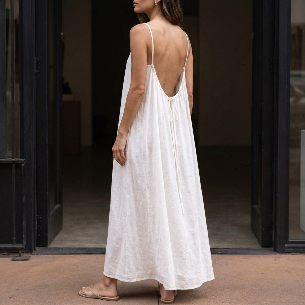 Willa Backless Maxi Dress - Blanc