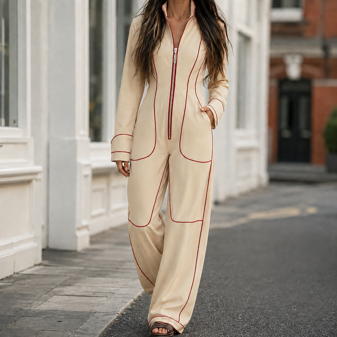 Marina-Marie Wide Leg Jumpsuit - Apricot