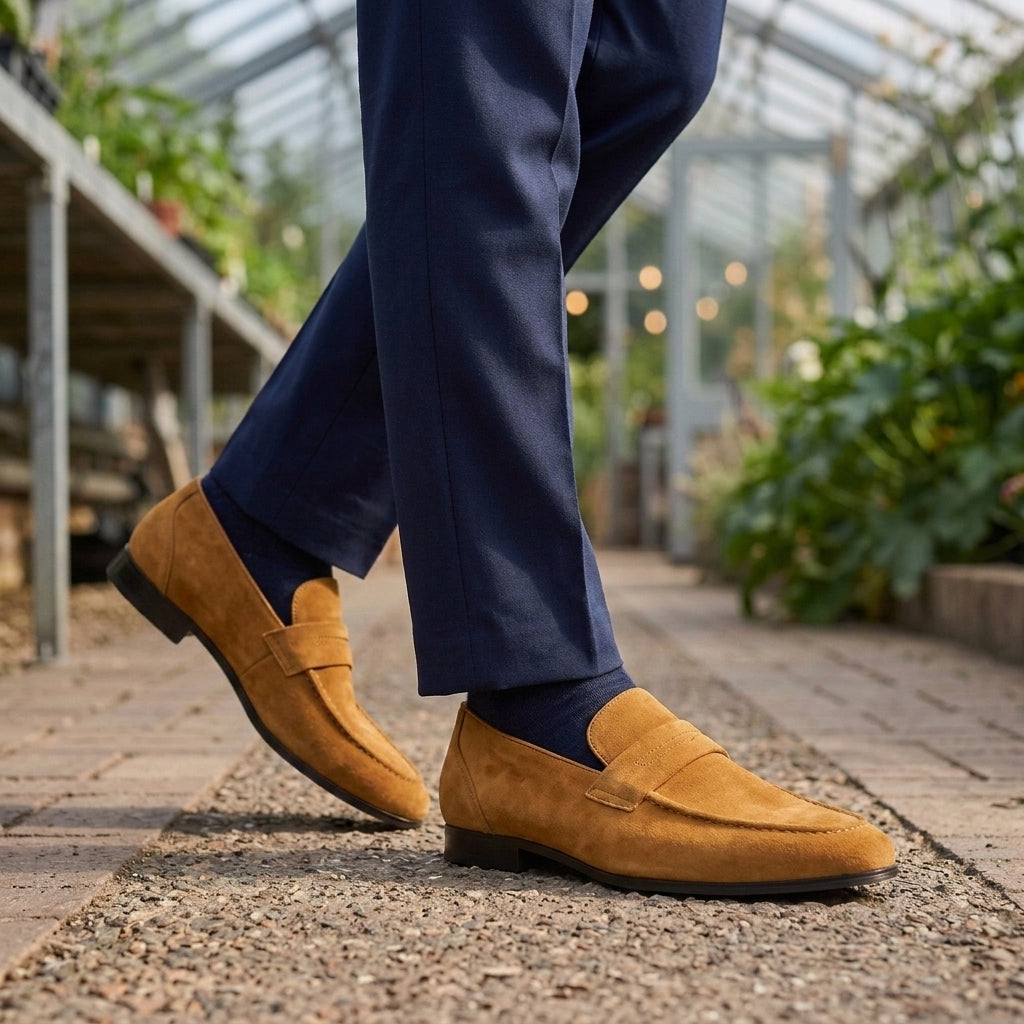 Dario Suede Penny Loafers - Mustard Yellow