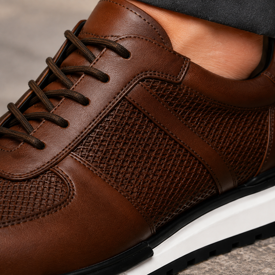 Marcello Leather Sneakers - Lead Product Detail