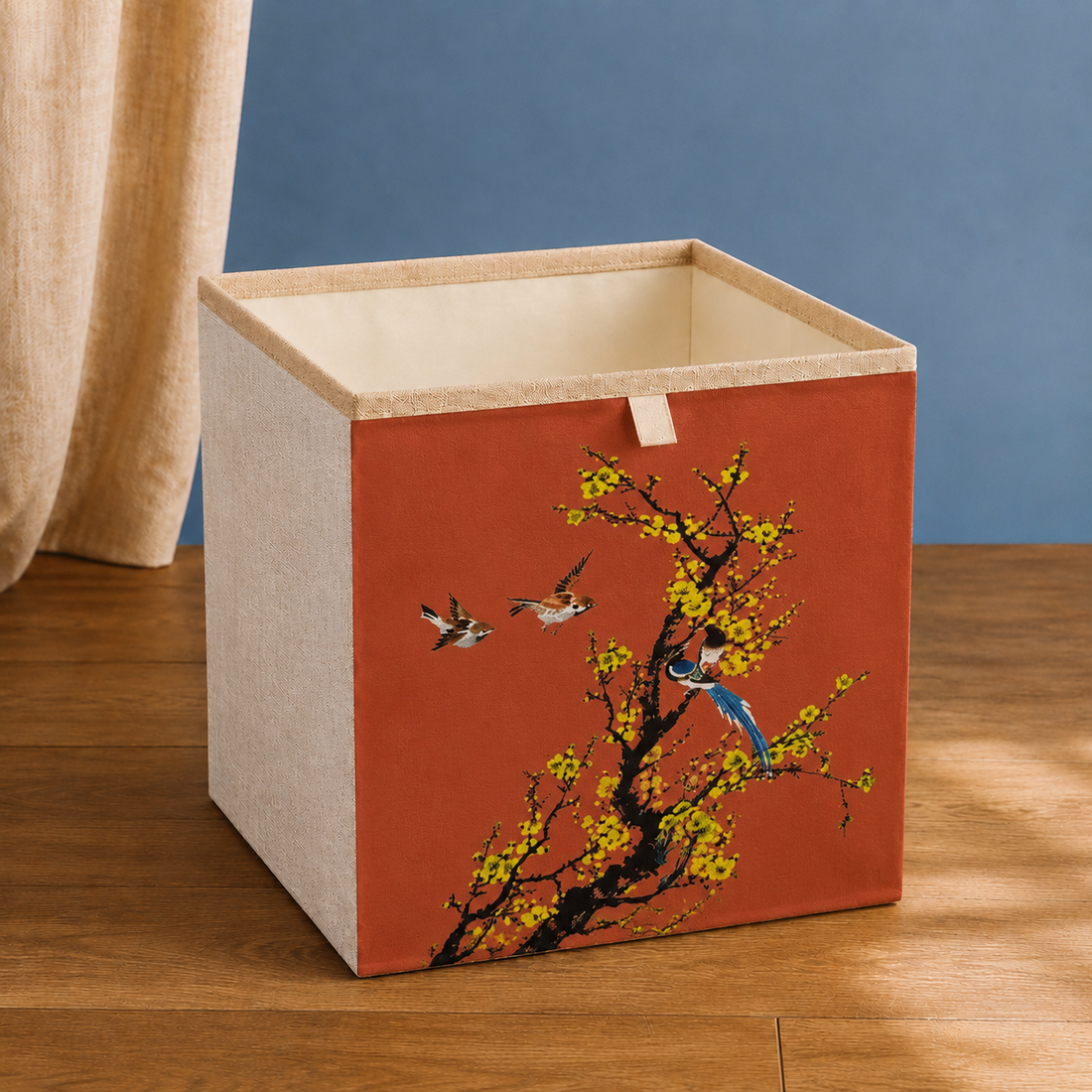 Montgomery Printed Storage Basket - Terracotta Blossom Birds