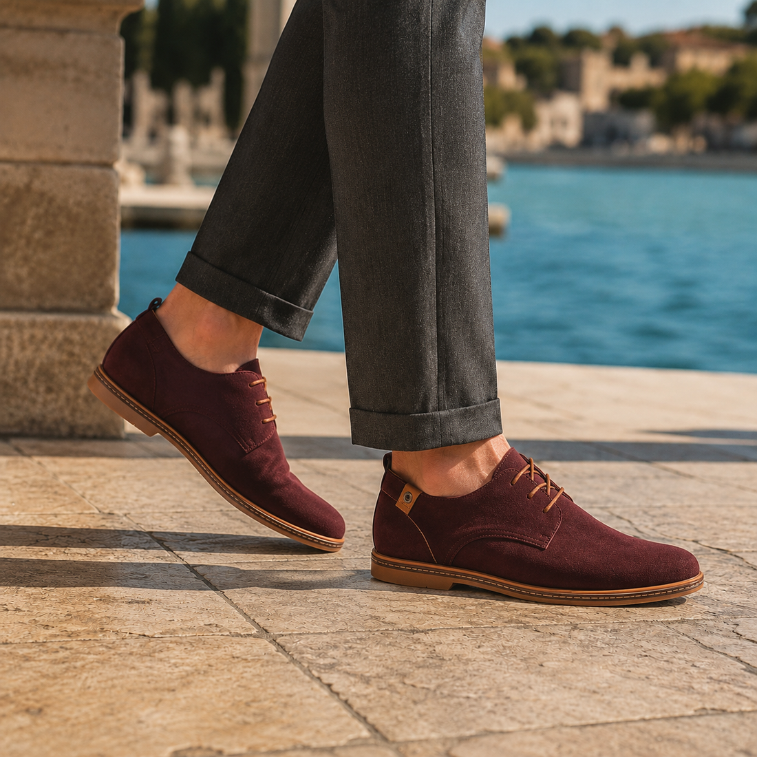 Dario Lace-Up Derby Shoes - Wine Red