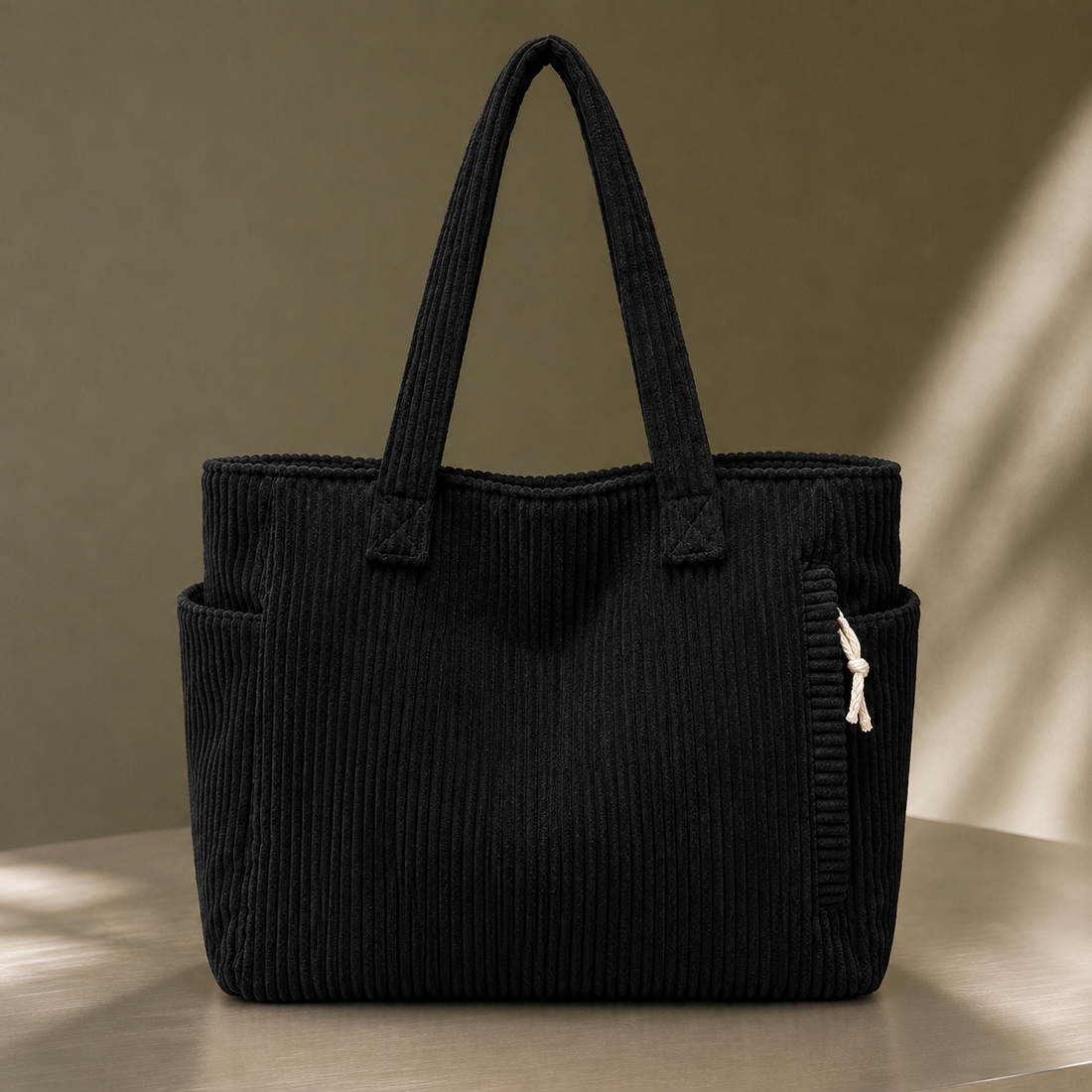 Campana Ribbed Tote - Black