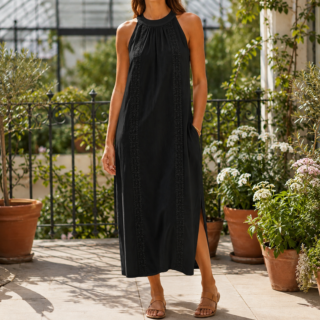 Priscilla Lace Midi Dress - Black