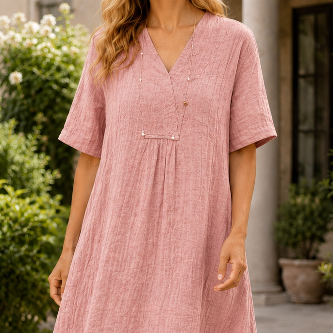 Anouk-Kate Crinkle Midi Dress - Pink