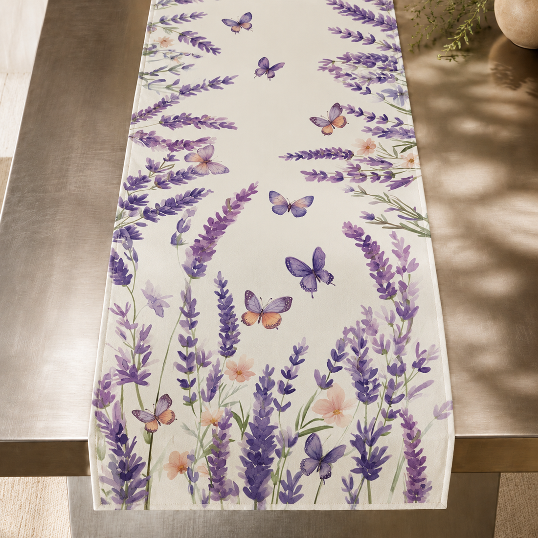 Taormina Botanical Table Runner - Lavender Butterfly Floral