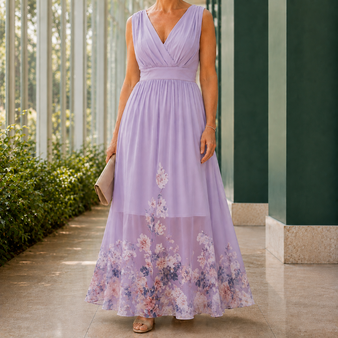 Fleur-Faye Floral Maxi Dress - Purple