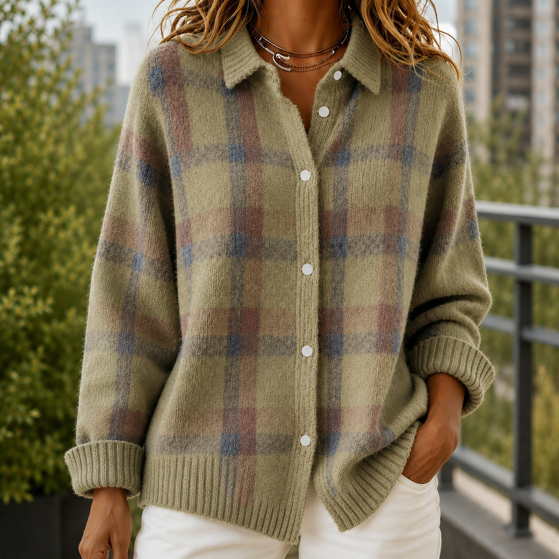 Faye Plaid Sweater - Green