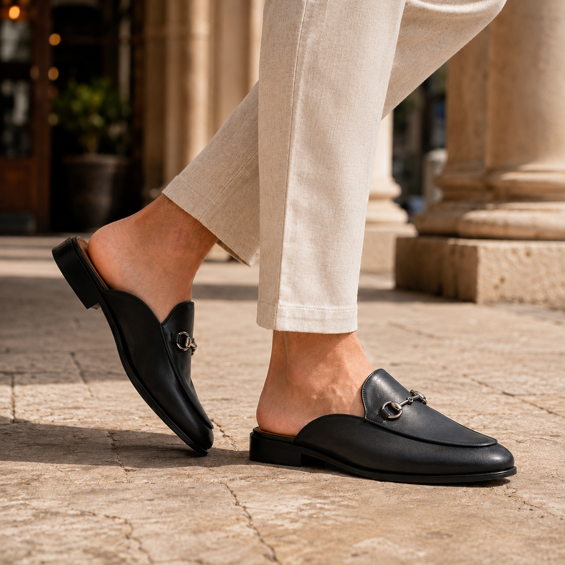 Marcello Leather Mules - Charcoal