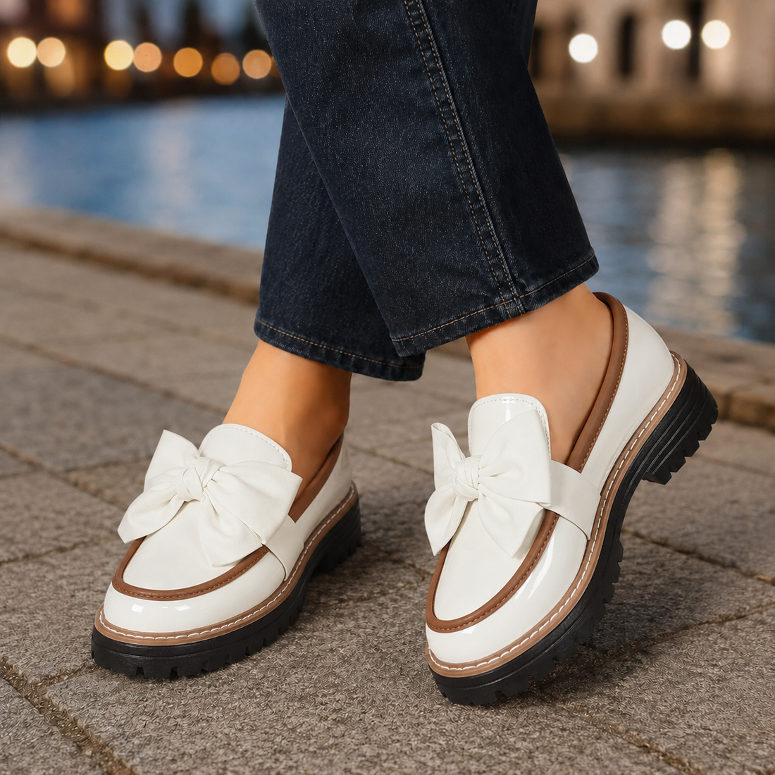 Cortona Bow Loafers - White