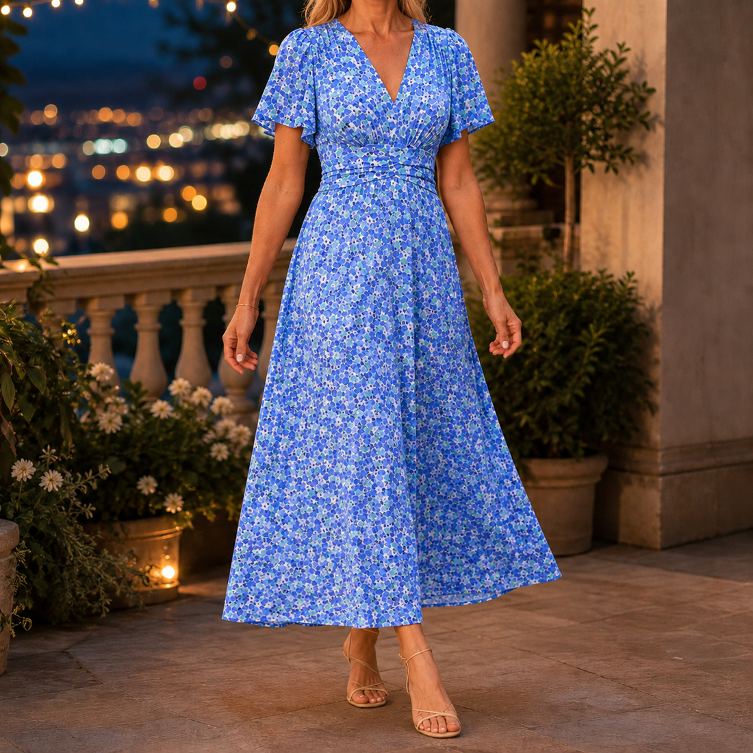Xenia-Mae Floral Maxi Dress - Blue