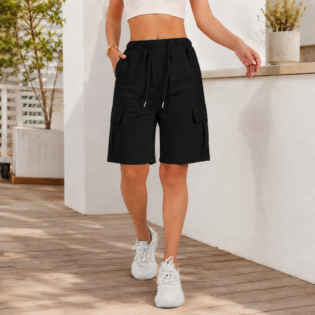 Vivienne Relaxed Cargo Shorts - Black