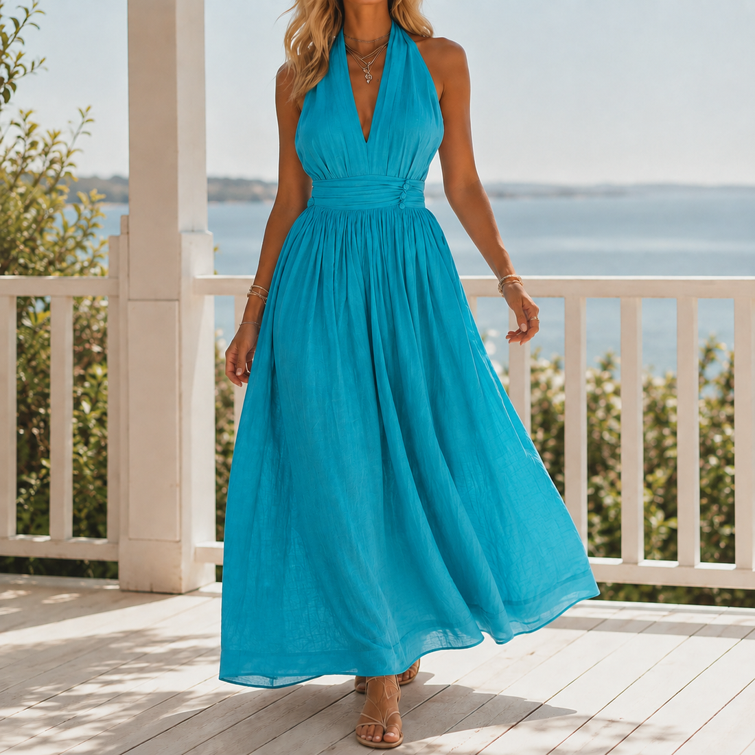 Elodie Halter Maxi Dress - Türkis