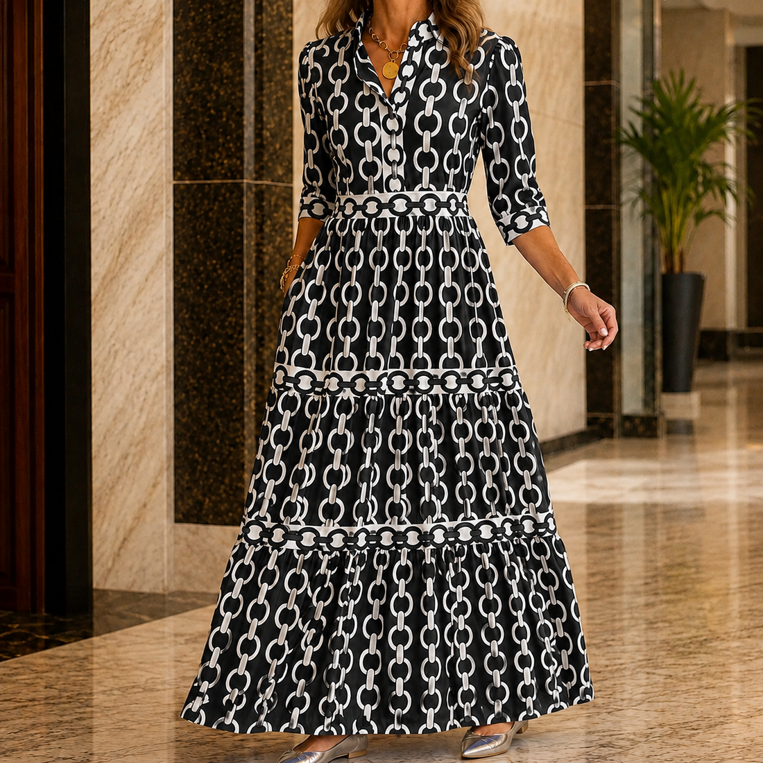 Bianca Tiered Maxi Dress - Black