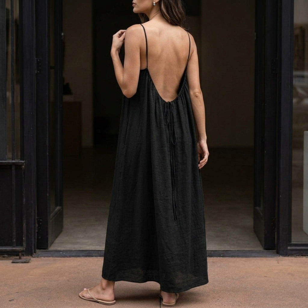 Willa Backless Maxi Dress - Noir