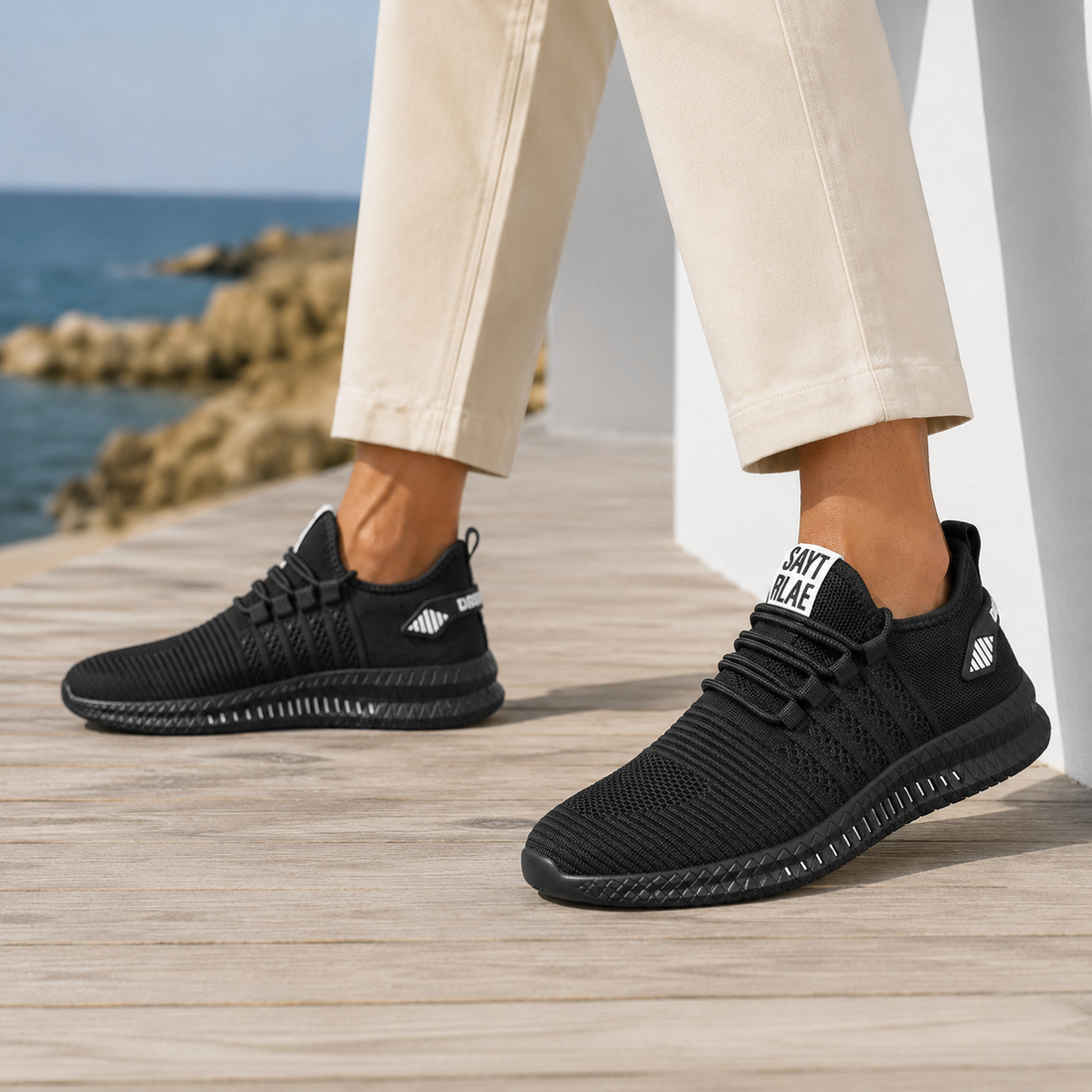 Santoro Knit Sneakers - Black/White