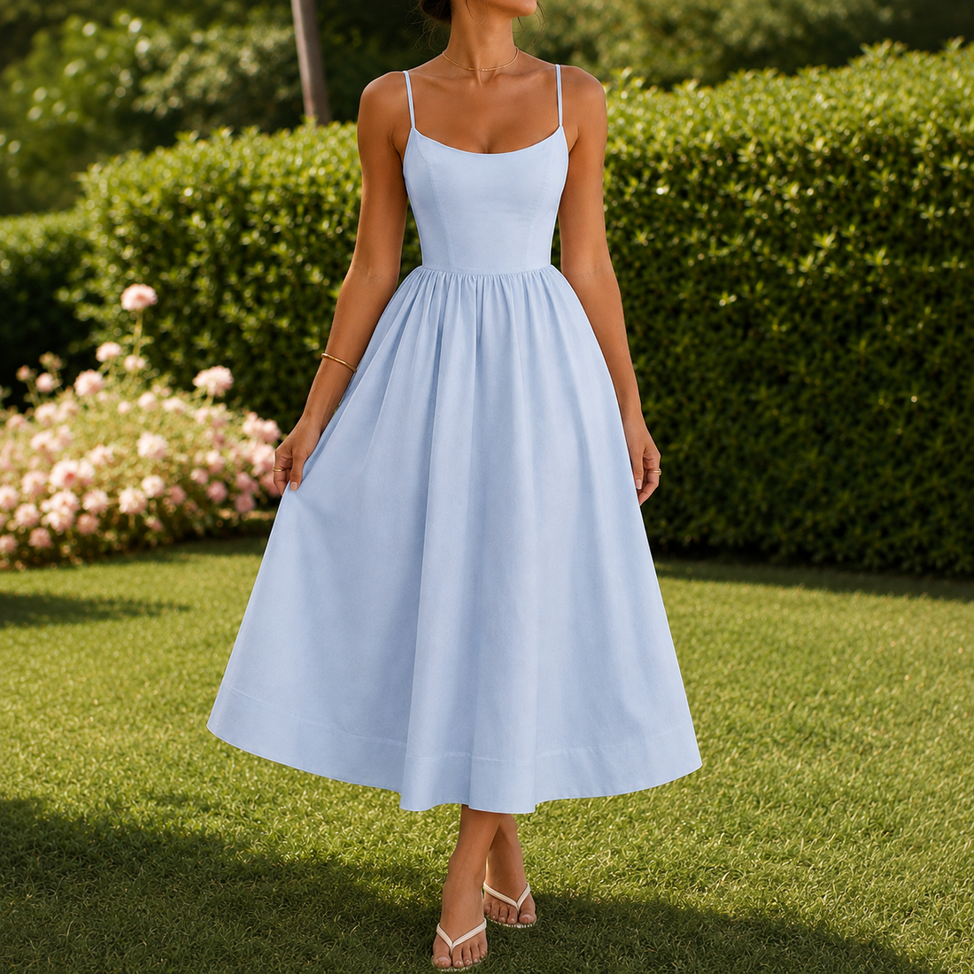 Bianca-Jane Scoop Neck Dress - Blue