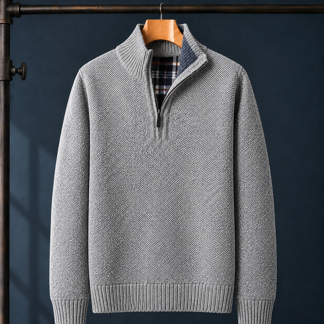 Rocco Quarter-Zip Sweater - Light Gray