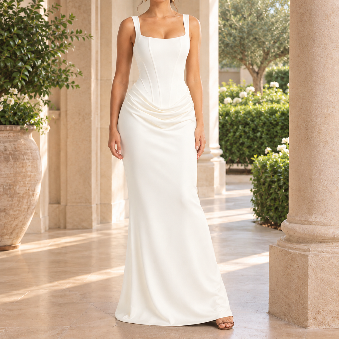 Ariadne Corset Maxi Dress - White