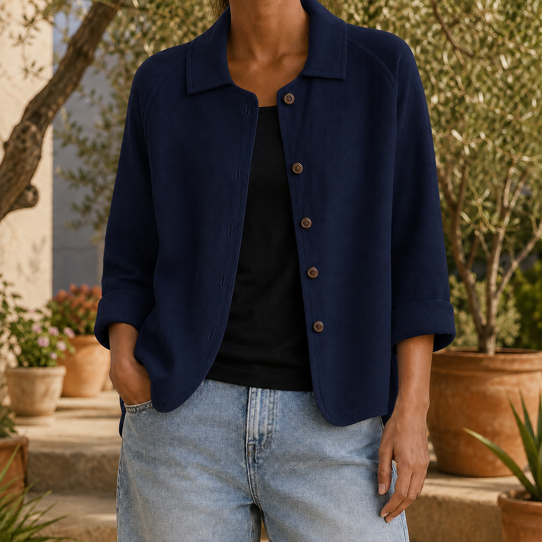 Soraya-Lane Collared Sweater - Blue