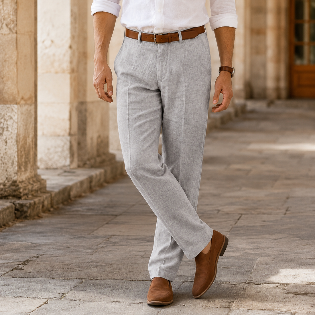 Dorian Straight-Leg Pants - Gray