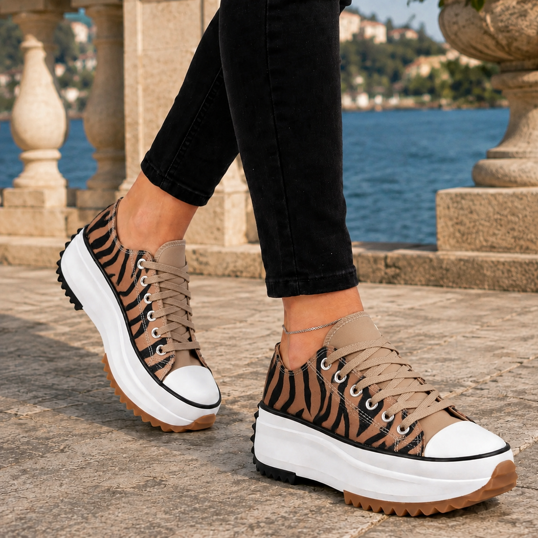 Biagini Platform Sneakers - Zebra