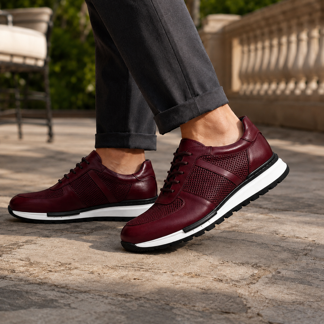 Marcello Leather Sneakers - Burgundy