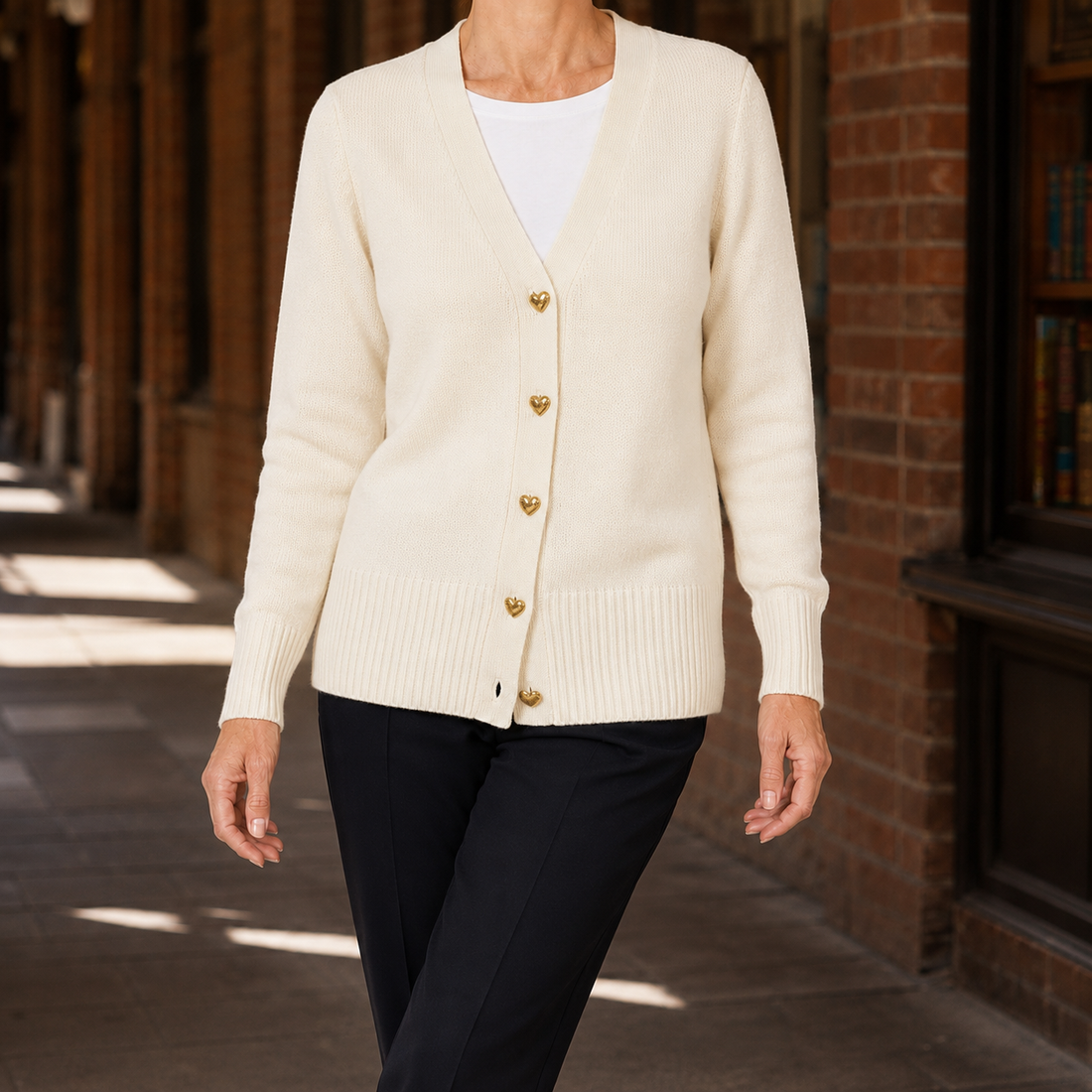 Liliana V Neck Sweater - Cream