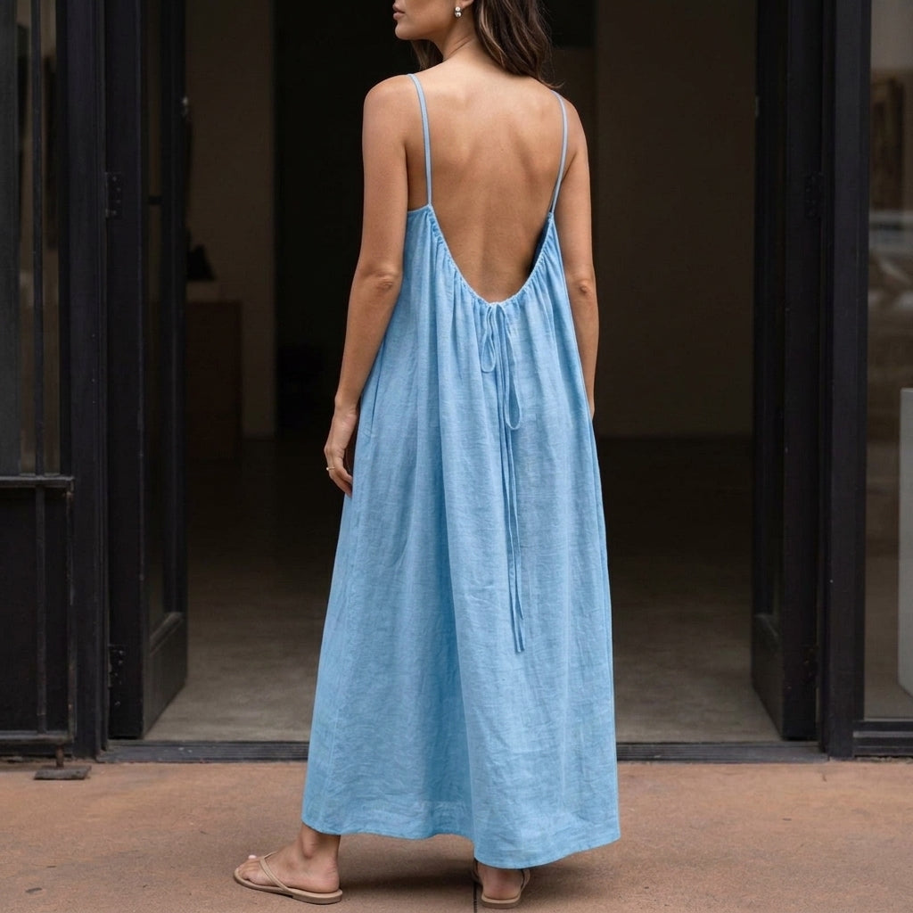 Willa Backless Maxi Dress - Bleu Ciel
