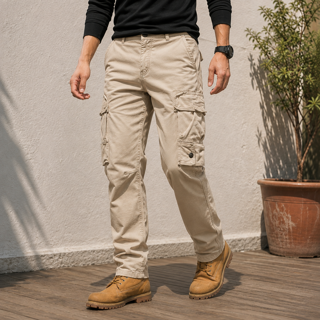 Dorian Relaxed Cargo Pants - Koffie