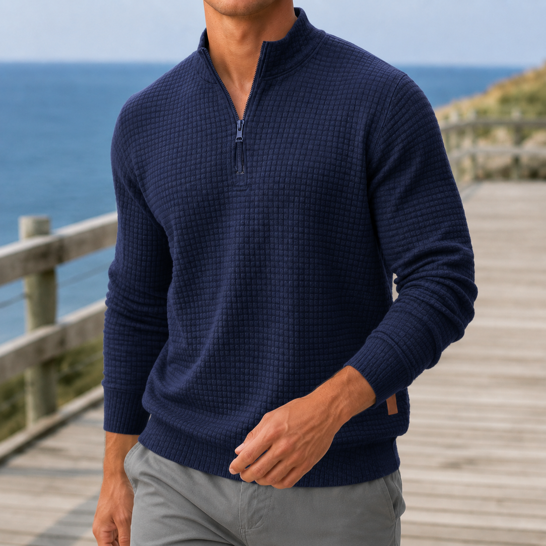 Stefan Mock Neck Sweater - Blue