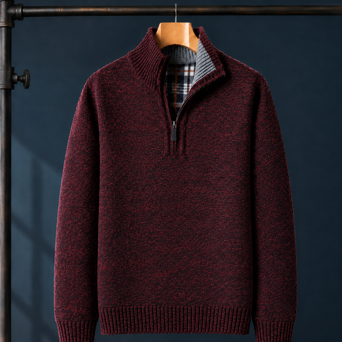 Rocco Quarter-Zip Sweater - Red