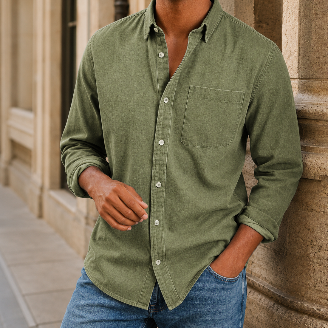 Dorian Chambray Shirt - Green