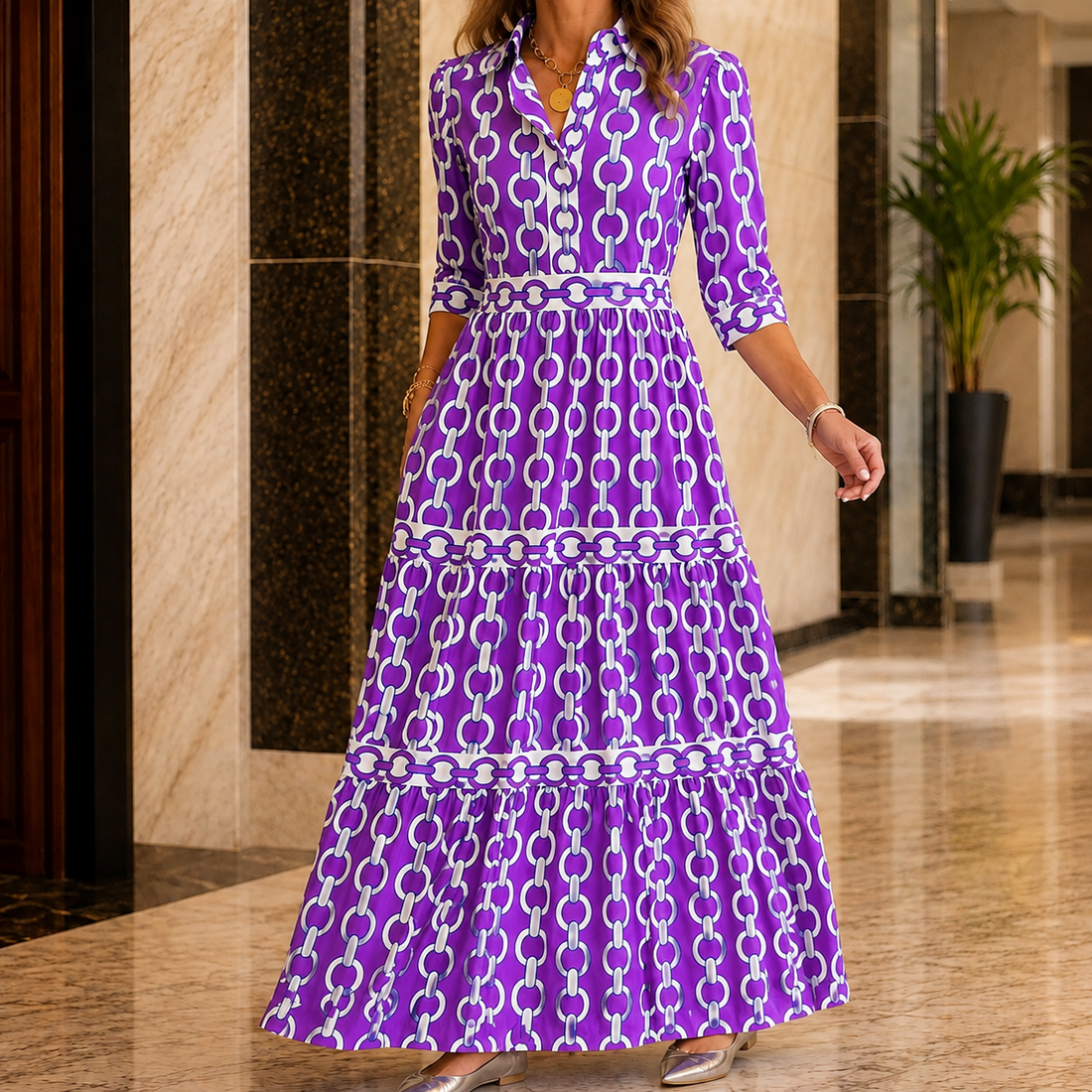 Bianca Tiered Maxi Dress - Purple