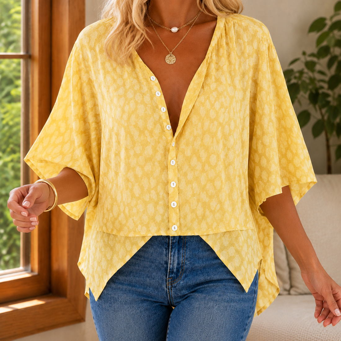 Fenella-Elise Relaxed Blouse - Yellow