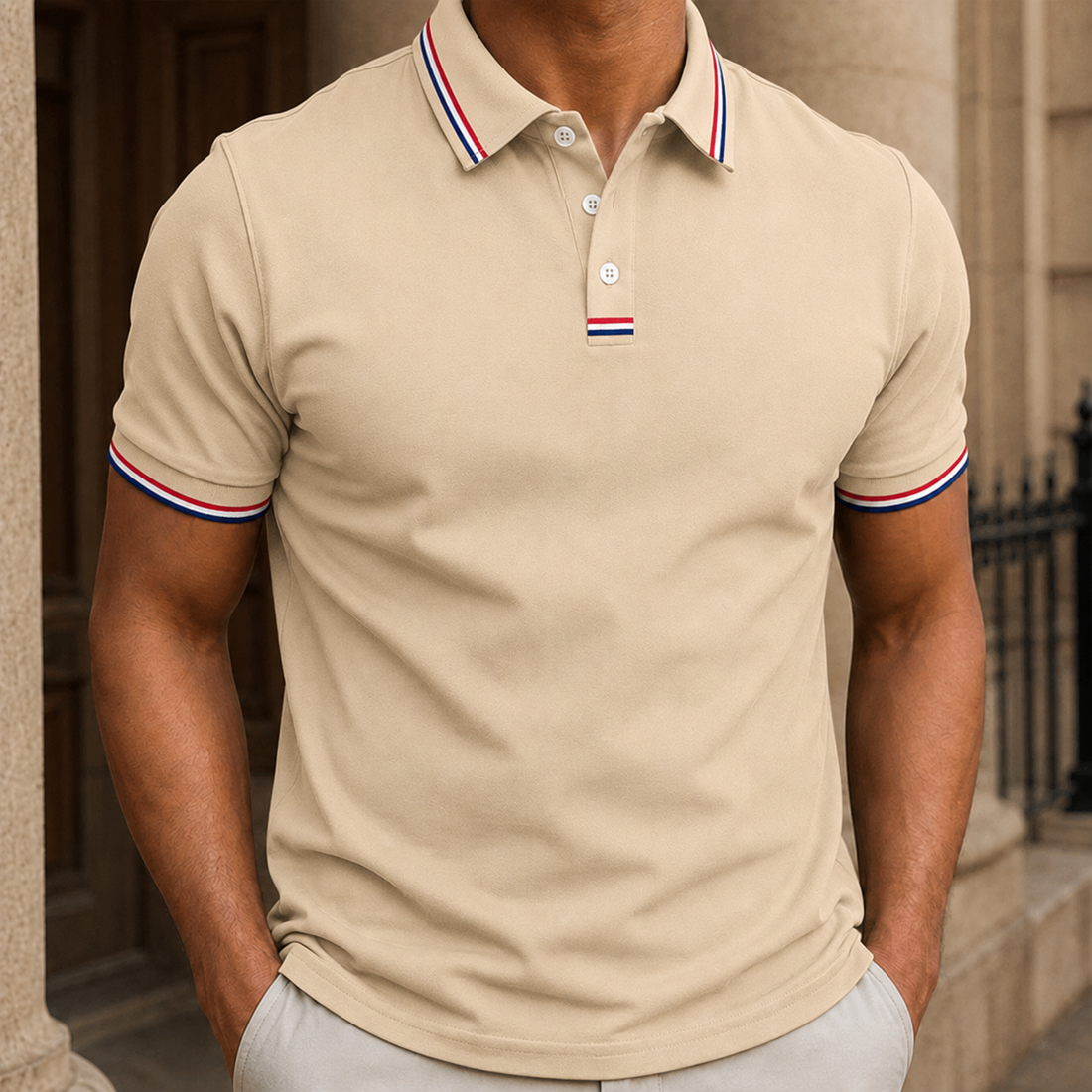 Matthias Striped Polo - Khaki