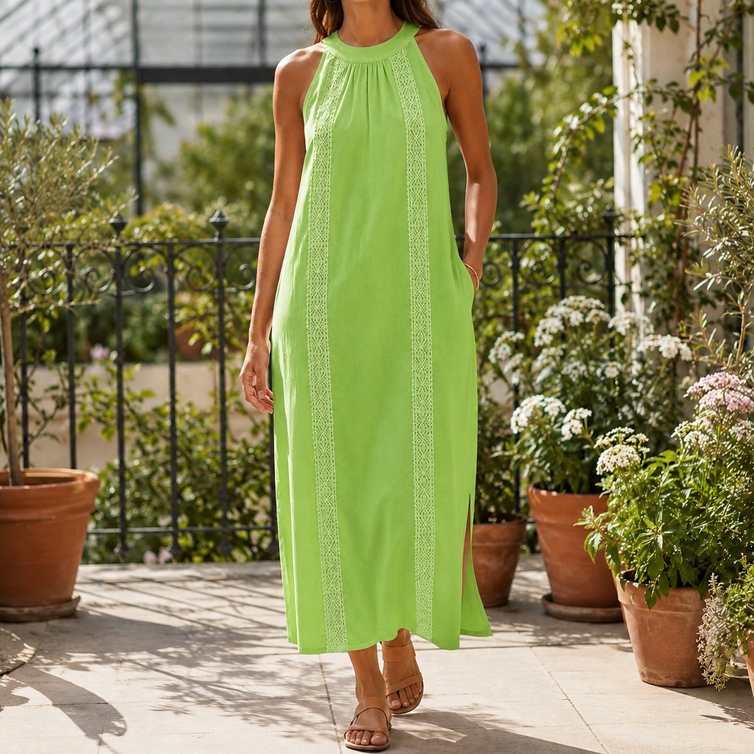 Priscilla Lace Midi Dress - Green