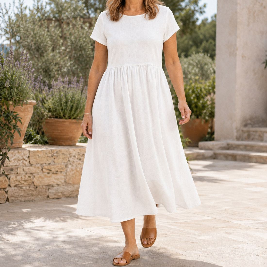 Ilaria Relaxed Midi Dress - White