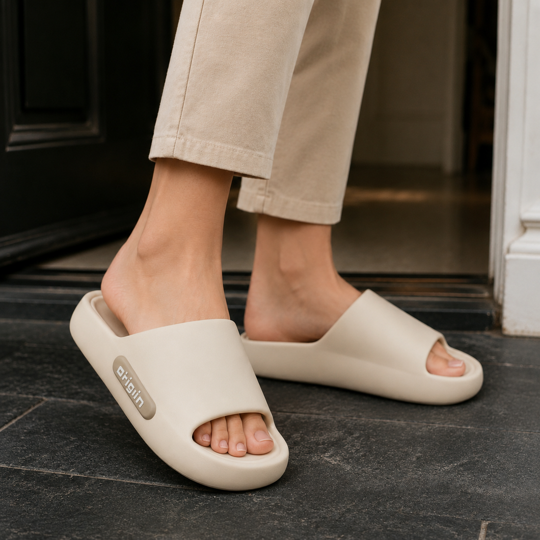 Cagliari Cushioned Slides - Khaki