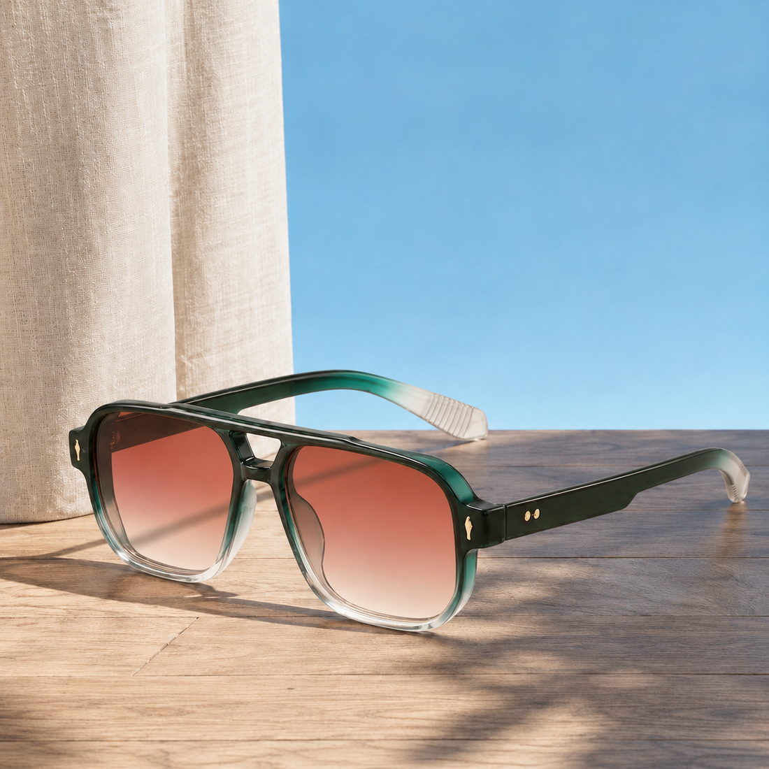 Percival Aviator Sunglasses - Green Pearl