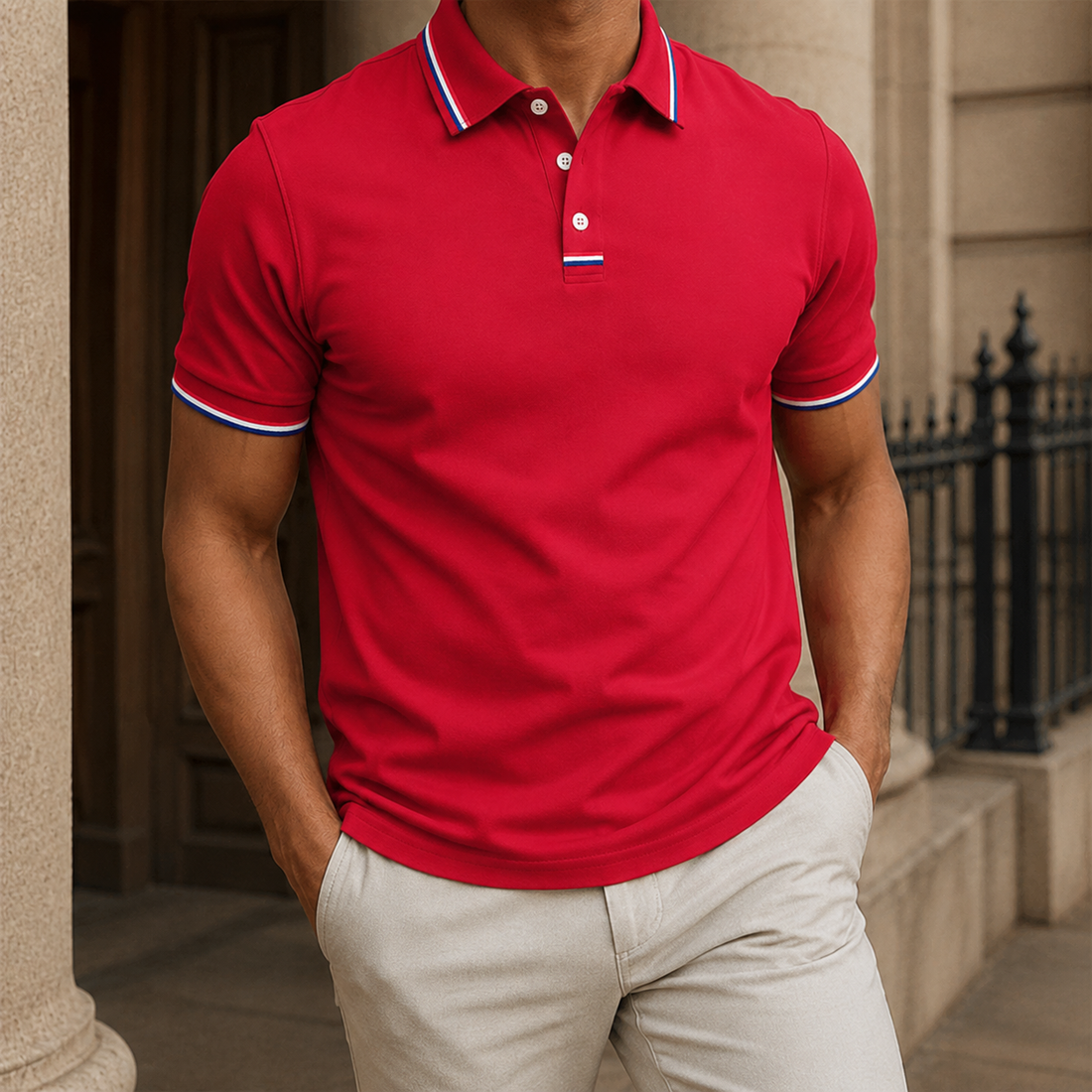 Matthias Striped Polo - Red