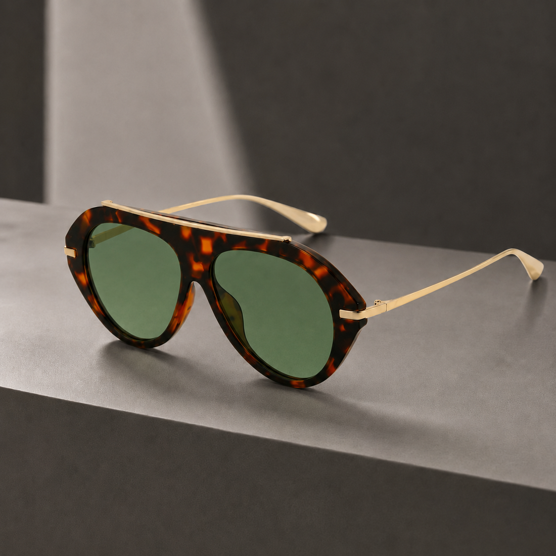 Felix Aviator Sunglasses - Tortoiseshell Green