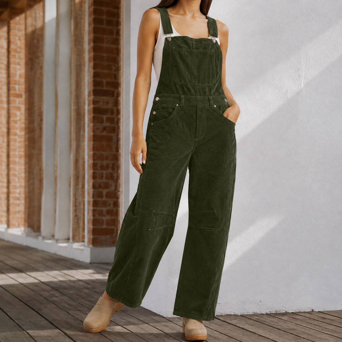 Antonia Wide Leg Jumpsuit - Olive Green