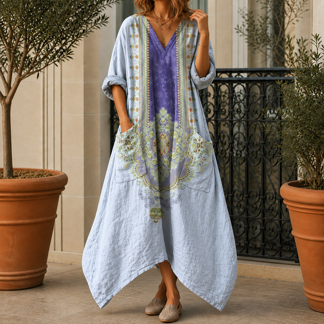 Cosima-Louise Balloon Hem Dress - Blue Purple