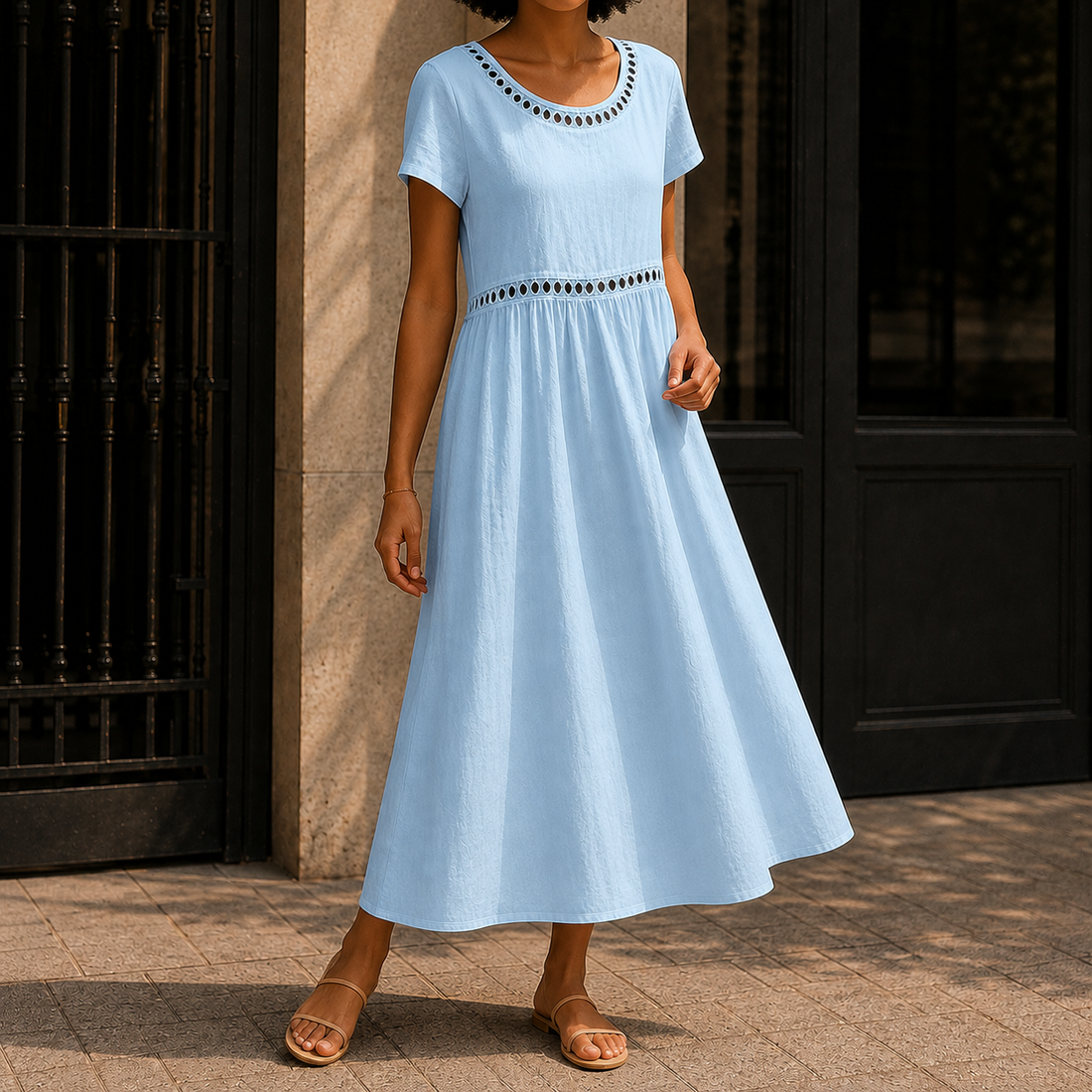 Valentina-Claire Empire Dress - Blue
