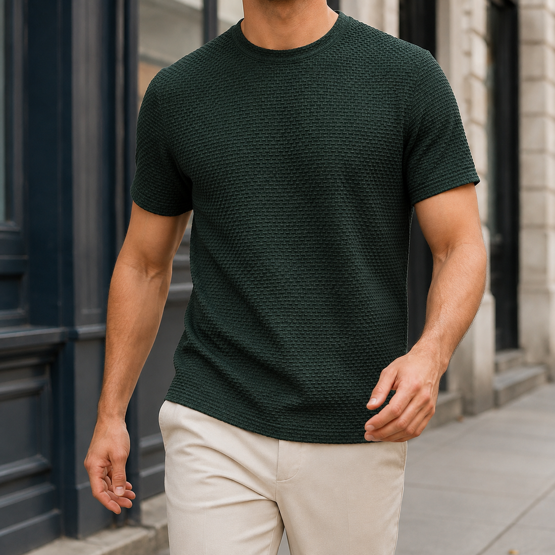 Caleb Textured T-Shirt - Dunkelgrün