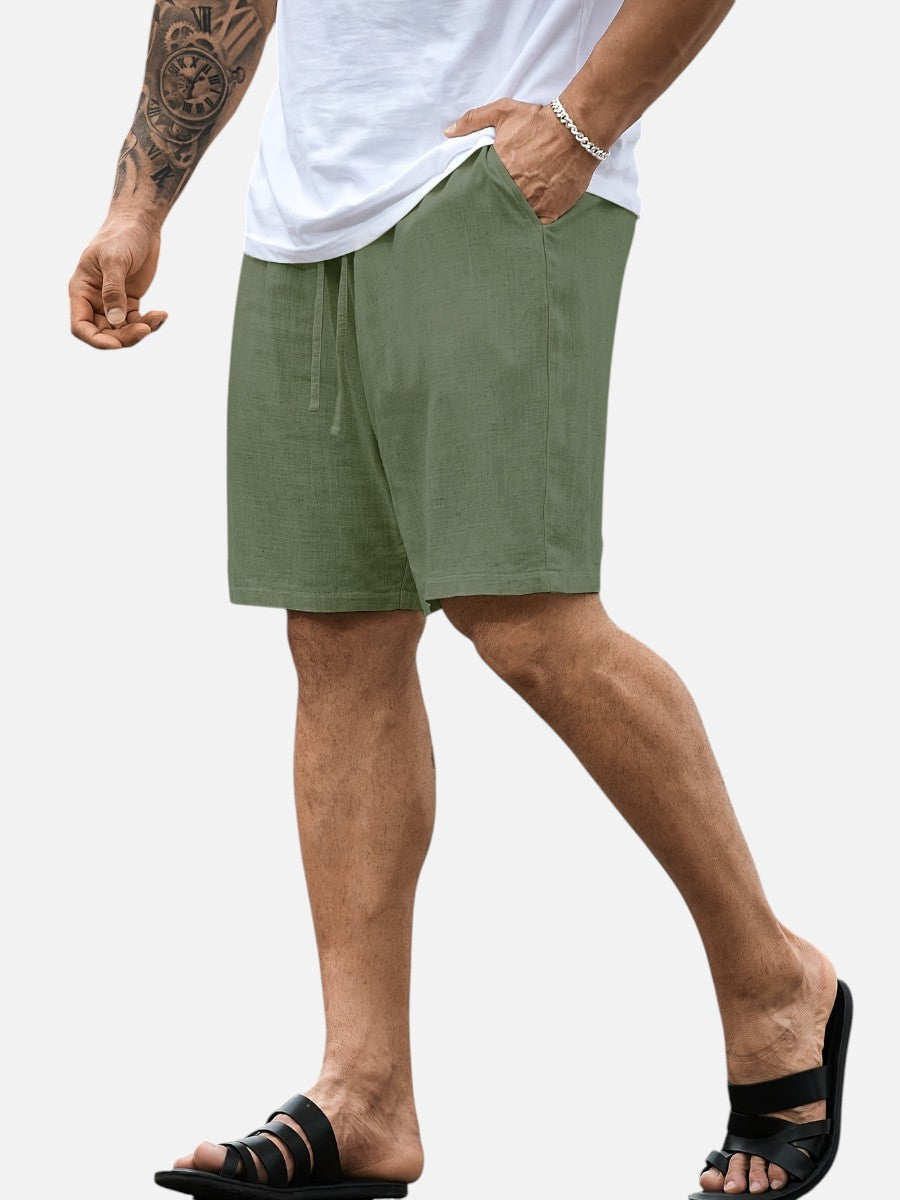 Men’s Casual Drawstring Shorts – Lightweight Linen Look