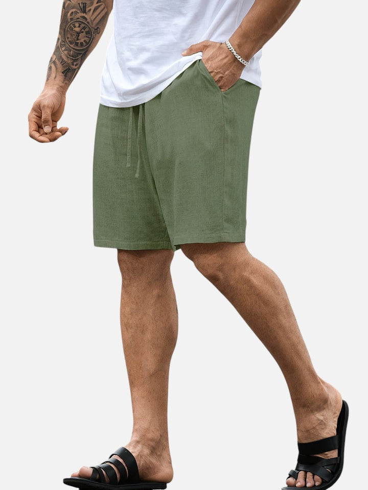 Men’s Casual Drawstring Shorts – Lightweight Linen Look