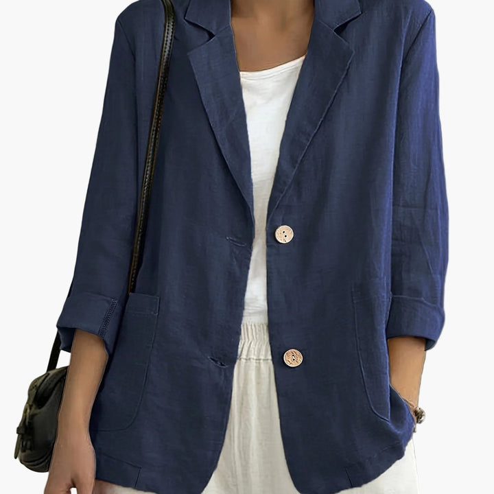 Nadia | Classic Linen Blazer With Pockets For Smart Casual Wear
